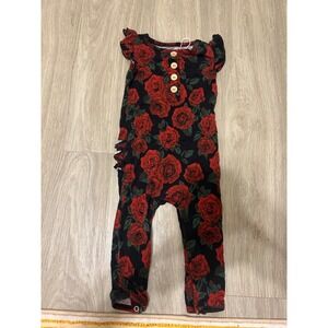 Little Bum Bums Baby Girls Bamboo Viscose Rose Floral Ruffle Romper  18-24M NWOT